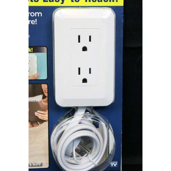 Presto Plug Outlet Extender 4' Cord 2 USB Ports Peel & Stick Surge Protection - Picture 4 of 7